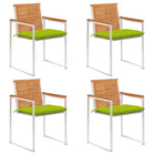 Tuinstoelen 4 st massief acaciahout met kussens