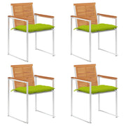 Tuinstoelen 4 st massief acaciahout met kussens