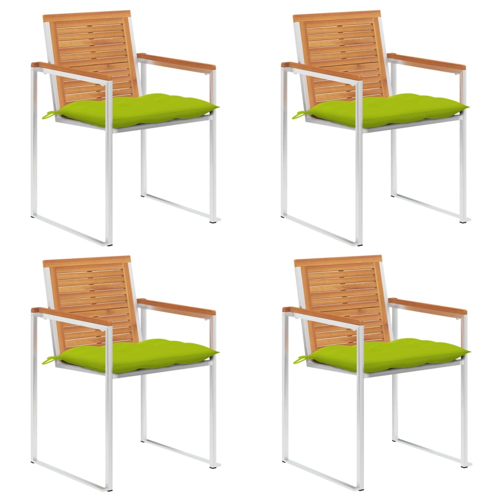 Tuinstoelen 4 St Met Kussens Massief Acaciahout Heldergroen