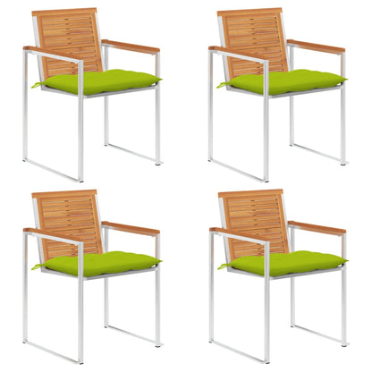 Tuinstoelen 4 St Met Kussens Massief Acaciahout Heldergroen