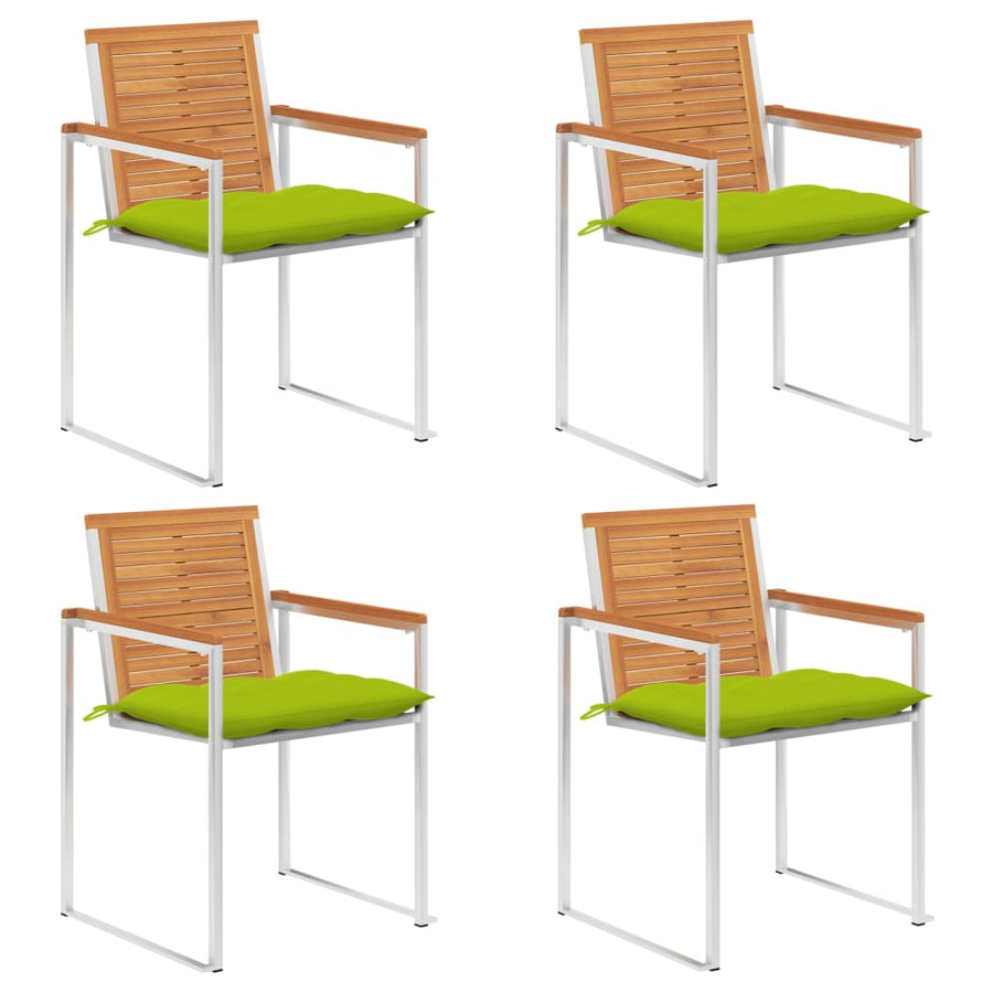 Tuinstoelen 4 St Met Kussens Massief Acaciahout Heldergroen