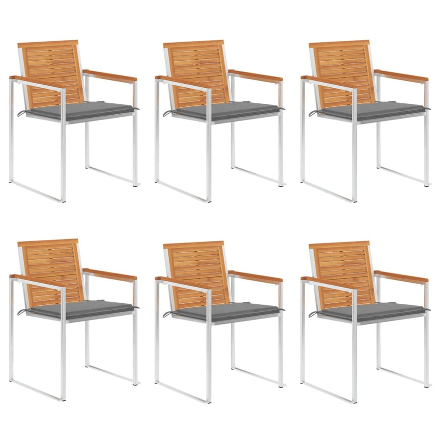 Tuinstoelen 6 St Met Kussens Massief Acaciahout Grijs