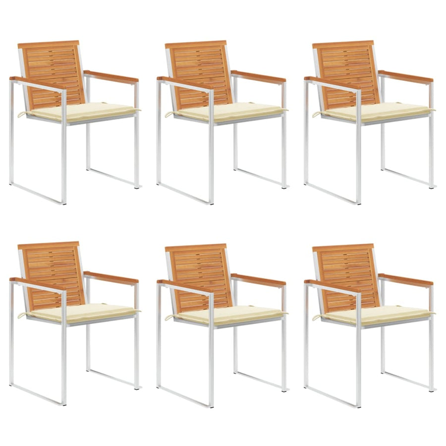 Tuinstoelen 6 St Met Kussens Massief Acaciahout Crème
