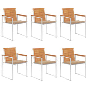 Tuinstoelen 6 st massief acaciahout beige