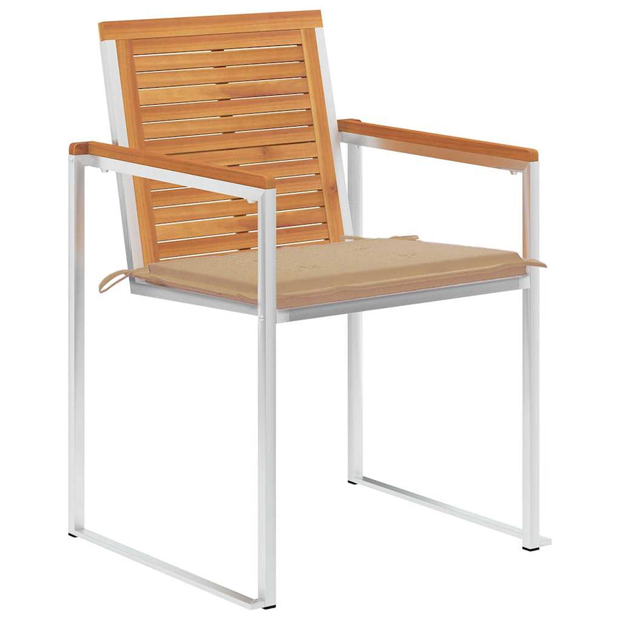 Tuinstoelen 6 St Met Kussens Massief Acaciahout Beige
