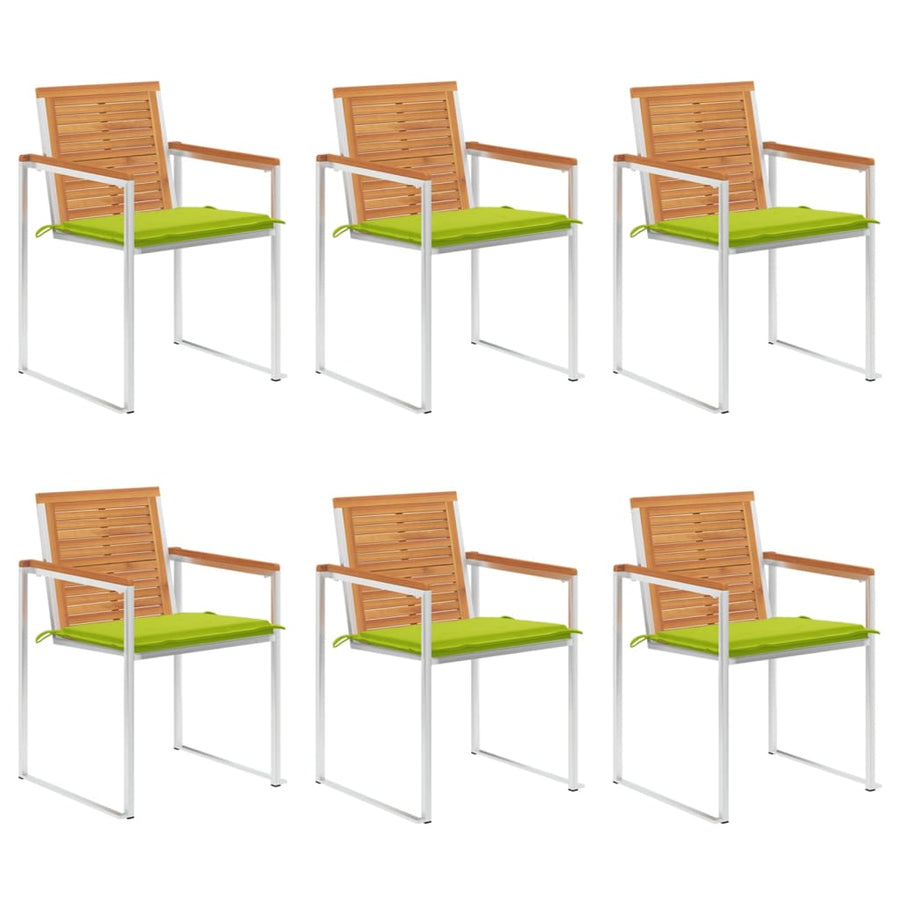 Tuinstoelen 6 St Met Kussens Massief Acaciahout Heldergroen