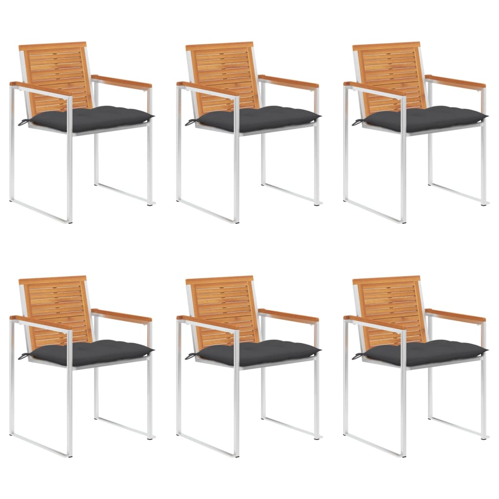 Tuinstoelen 6 St Met Kussens Massief Acaciahout Antraciet
