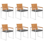 Tuinstoelen 6 st massief acaciahout grijs