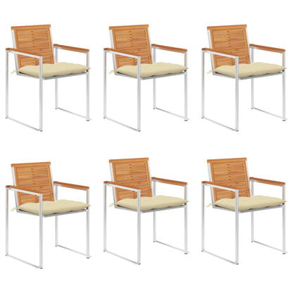 Tuinstoelen 6 St Met Kussens Massief Acaciahout Crème