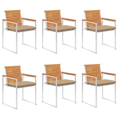 Tuinstoelen 6 St Met Kussens Massief Acaciahout Beige