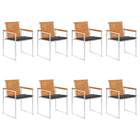 Garden chairs 8 pcs with cushions solid acacia wood