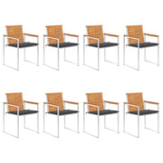 Tuinstoelen 8 st massief acaciahout antraciet