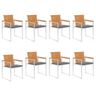 Garden chairs 8 pcs with cushions solid acacia wood