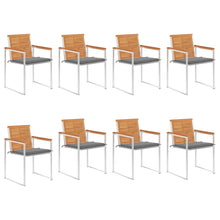 Tuinstoelen 8 St Met Kussens Massief Acaciahout Grijs