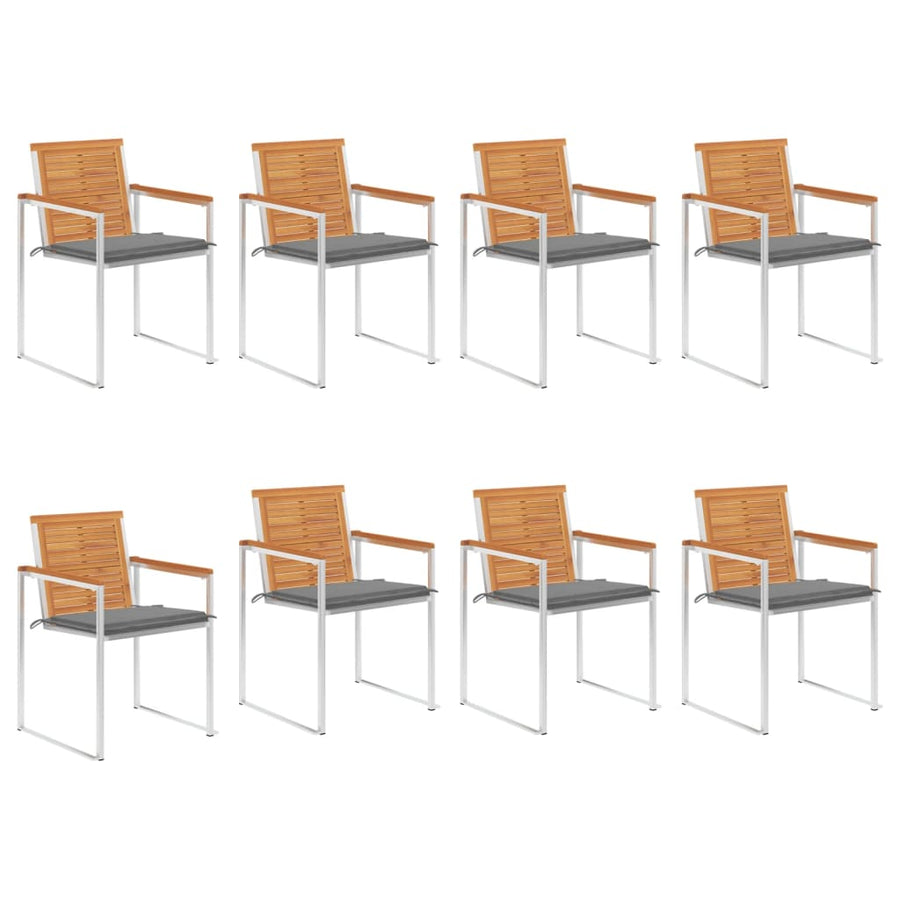 Tuinstoelen 8 St Met Kussens Massief Acaciahout Grijs