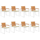 Garden chairs 8 pcs with cushions solid acacia wood