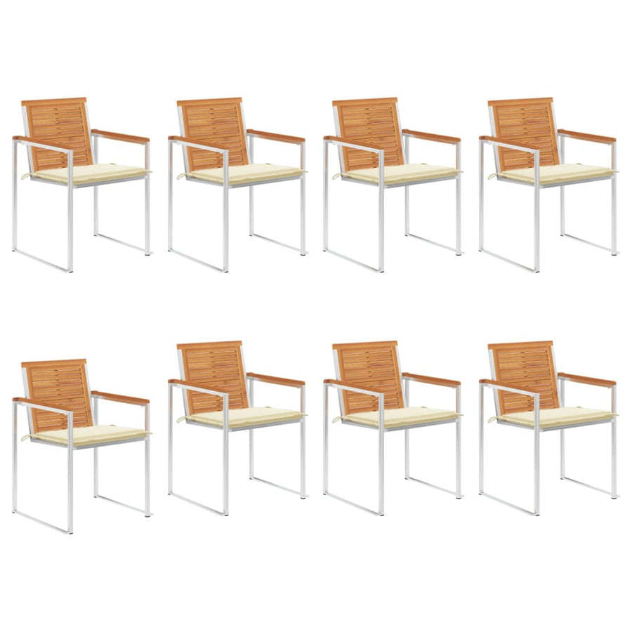 Tuinstoelen 8 St Met Kussens Massief Acaciahout Crème