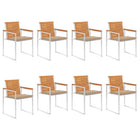 Garden chairs 8 pcs with cushions solid acacia wood
