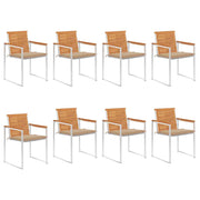 Tuinstoelen 8 st massief acaciahout beige
