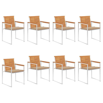 Tuinstoelen 8 St Met Kussens Massief Acaciahout Beige