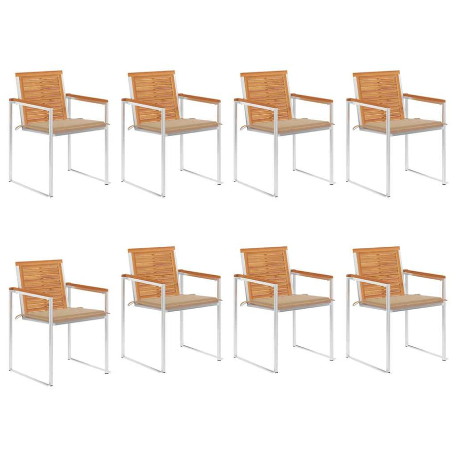 Tuinstoelen 8 St Met Kussens Massief Acaciahout Beige