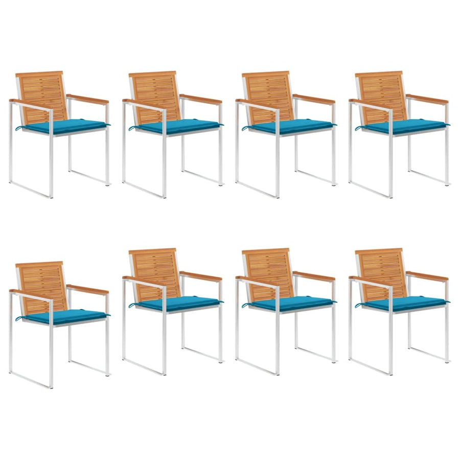 Tuinstoelen 8 St Met Kussens Massief Acaciahout Blauw