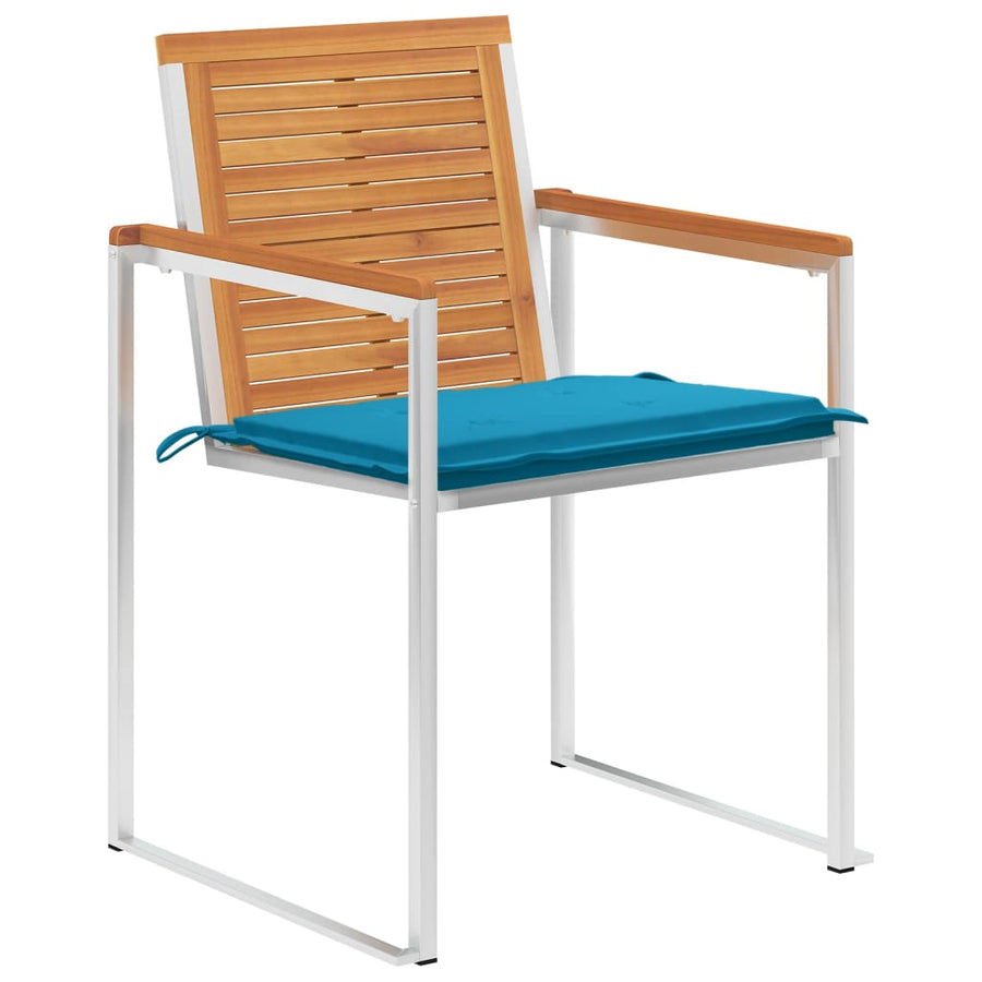 Tuinstoelen 8 St Met Kussens Massief Acaciahout Blauw