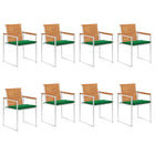Garden chairs 8 pcs with cushions solid acacia wood