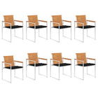 Garden chairs 8 pcs with cushions solid acacia wood