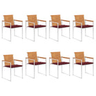 Garden chairs 8 pcs with cushions solid acacia wood