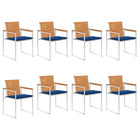 Garden chairs 8 pcs with cushions solid acacia wood