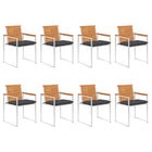 Garden chairs 8 pcs with cushions solid acacia wood