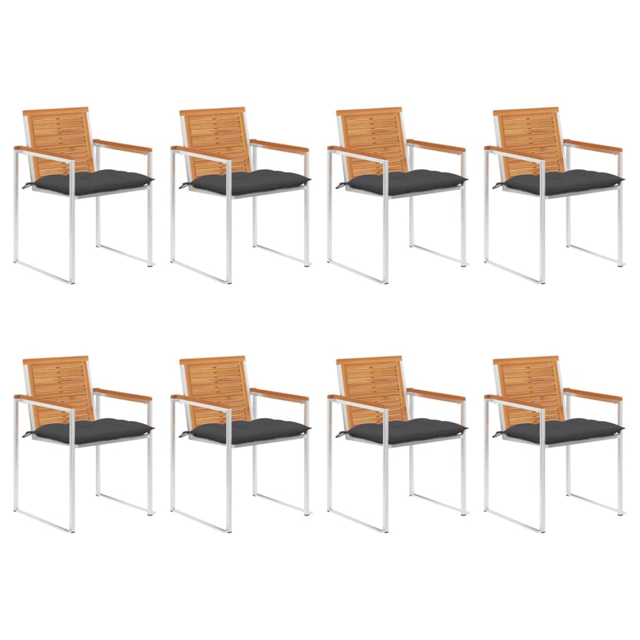 Tuinstoelen 8 St Met Kussens Massief Acaciahout Antraciet