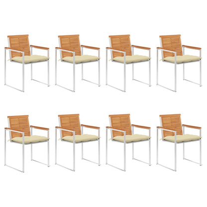 Tuinstoelen 8 St Met Kussens Massief Acaciahout Crème
