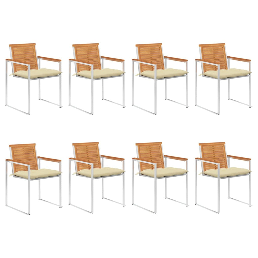 Tuinstoelen 8 St Met Kussens Massief Acaciahout Crème