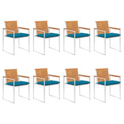 Tuinstoelen 8 st massief acaciahout lichtblauw