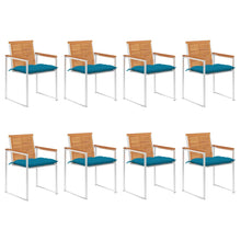 Tuinstoelen 8 St Met Kussens Massief Acaciahout lichtblauw