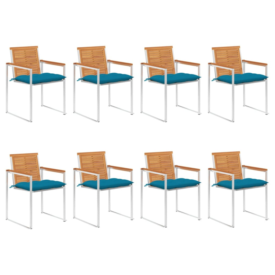 Tuinstoelen 8 St Met Kussens Massief Acaciahout lichtblauw