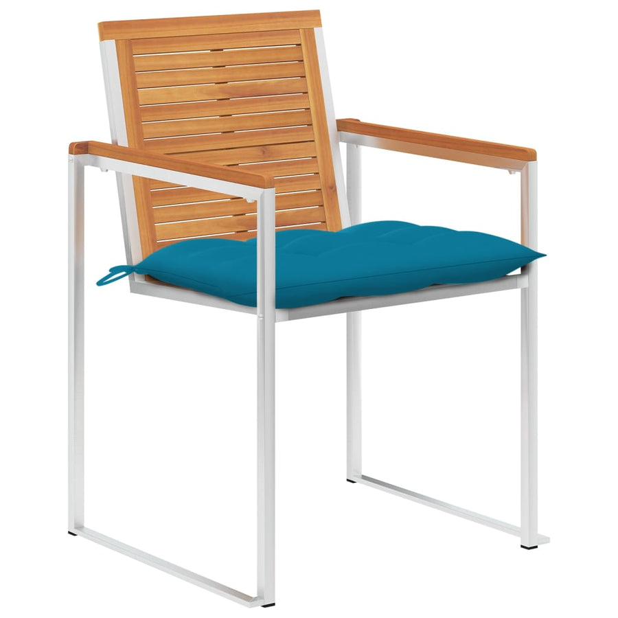 Tuinstoelen 8 St Met Kussens Massief Acaciahout lichtblauw