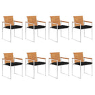 Garden chairs 8 pcs with cushions solid acacia wood