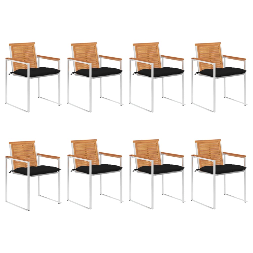 Tuinstoelen 8 St Met Kussens Massief Acaciahout Zwart