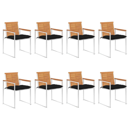 Tuinstoelen 8 St Met Kussens Massief Acaciahout Zwart