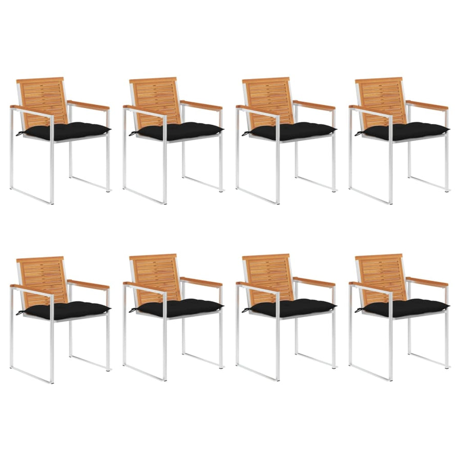 Tuinstoelen 8 St Met Kussens Massief Acaciahout Zwart
