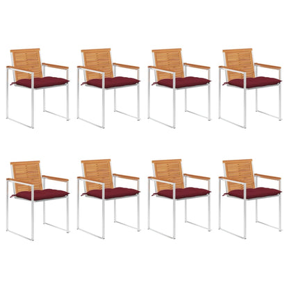 Tuinstoelen 8 St Met Kussens Massief Acaciahout Wijnrood