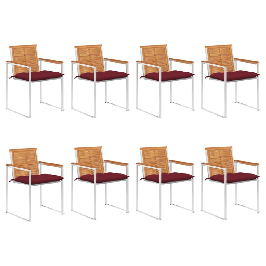 Tuinstoelen 8 St Met Kussens Massief Acaciahout Wijnrood