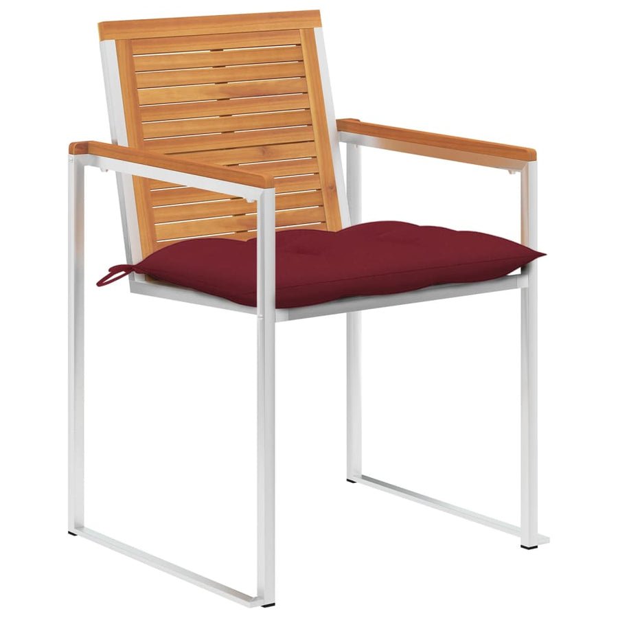 Tuinstoelen 8 St Met Kussens Massief Acaciahout Wijnrood