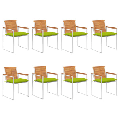 Tuinstoelen 8 St Met Kussens Massief Acaciahout Heldergroen