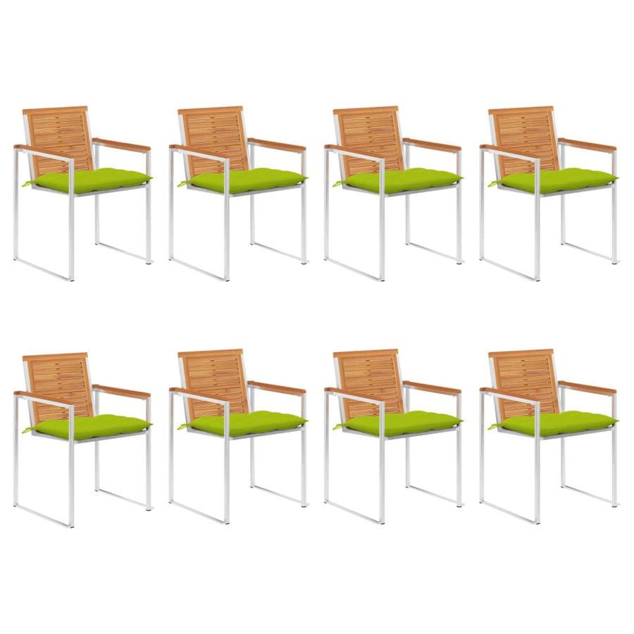 Tuinstoelen 8 St Met Kussens Massief Acaciahout Heldergroen