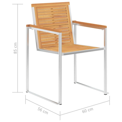 Tuinstoelen 8 St Massief Teakhout En Roestvrij Staal