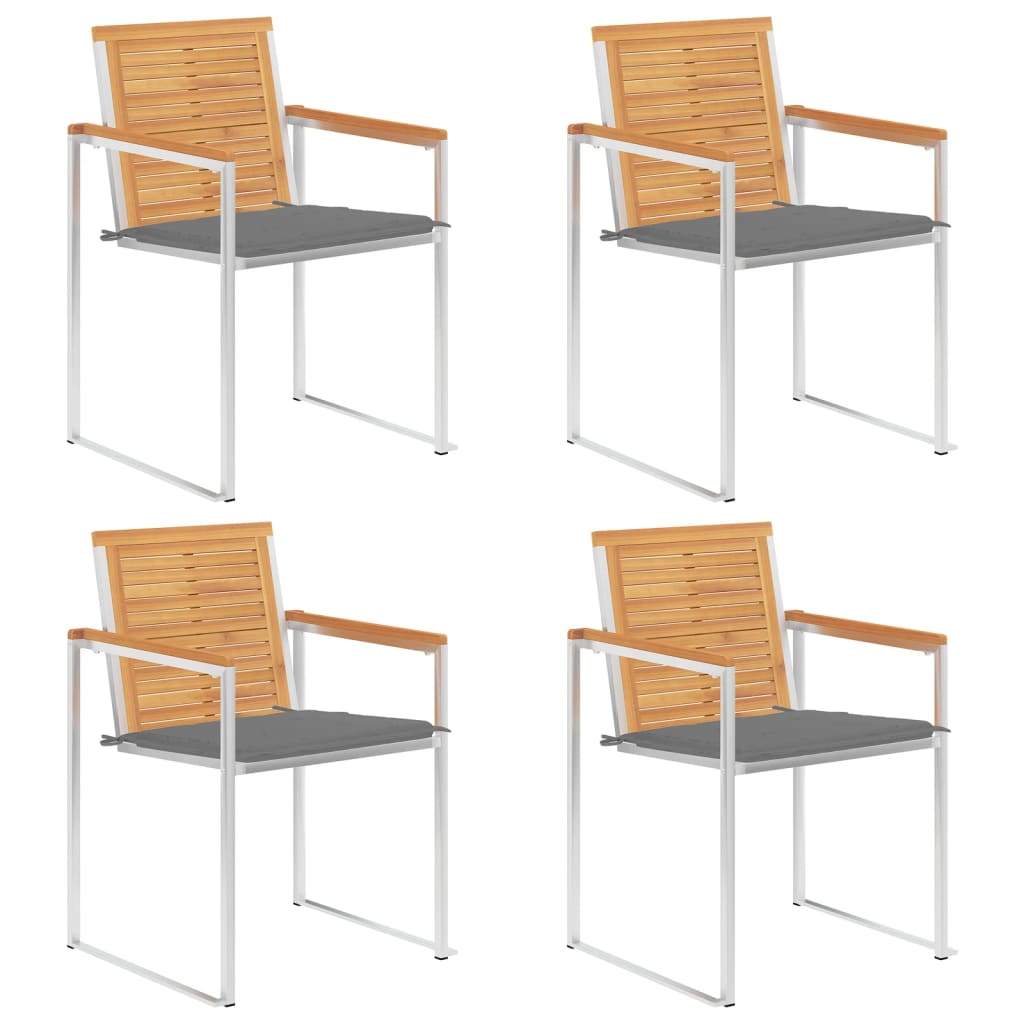 Tuinstoelen 4 St Met Kussens Massief Teakhout Grijs